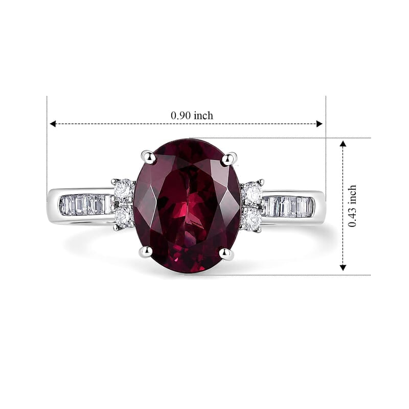 SGL Certified AAA Malawi Magenta Garnet and Luxuriant Lab Grown Diamond G-H SI 3.50 ctw Firelight Crown Ring in 10K White Gold (Size  5.0)