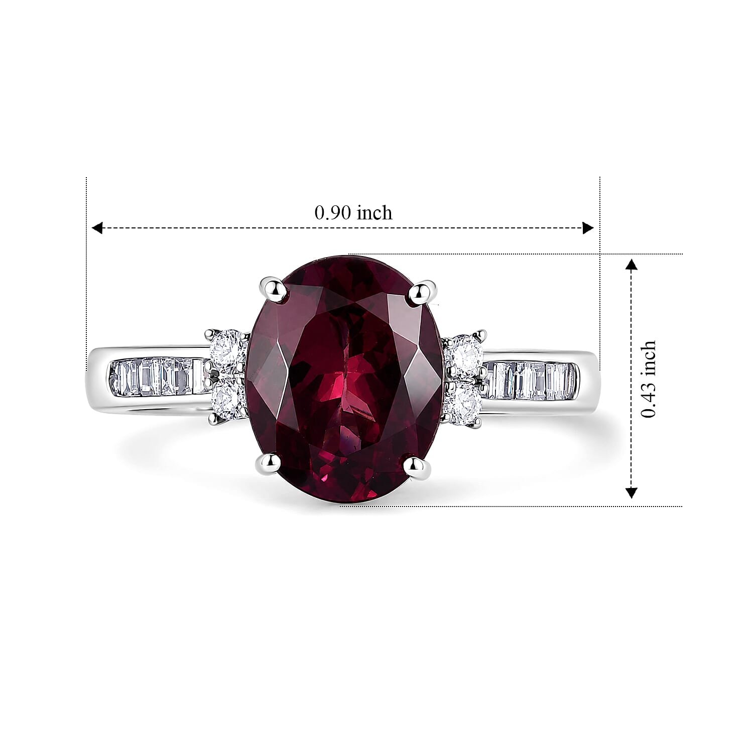 SGL Certified AAA Malawi Magenta Garnet and Luxuriant Lab Grown Diamond G-H SI 3.50 ctw Firelight Crown Ring in 10K White Gold (Size 6.0)