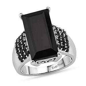 EverTrue Thai Black Spinel 12.00 ctw Midnight Crown Pillar Ring in Platinum Bond (Size 10.0)