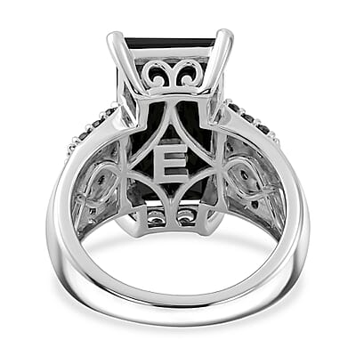 EverTrue Thai Black Spinel 10.60 ctw Midnight Crown Pillar Ring in Platinum Bond (Size 6.0)