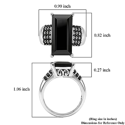 EverTrue Thai Black Spinel 10.60 ctw Midnight Crown Pillar Ring in Platinum Bond (Size 6.0)