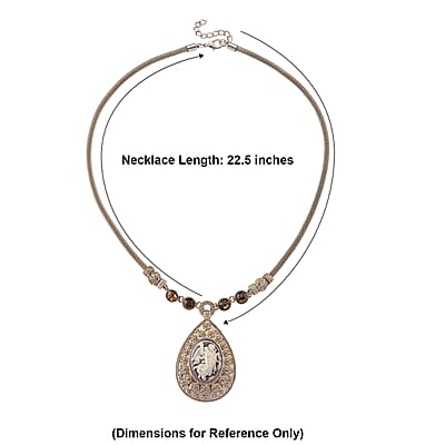 Champagne Cameo and Glass Necklace in Rosetone (22.5-24.5Inches)
