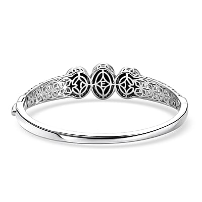 EverTrue Thai Black Spinel 19.00 ctw Midnight Trilogy Bangle Bracelet in Platinum Bond (6.50 In)
