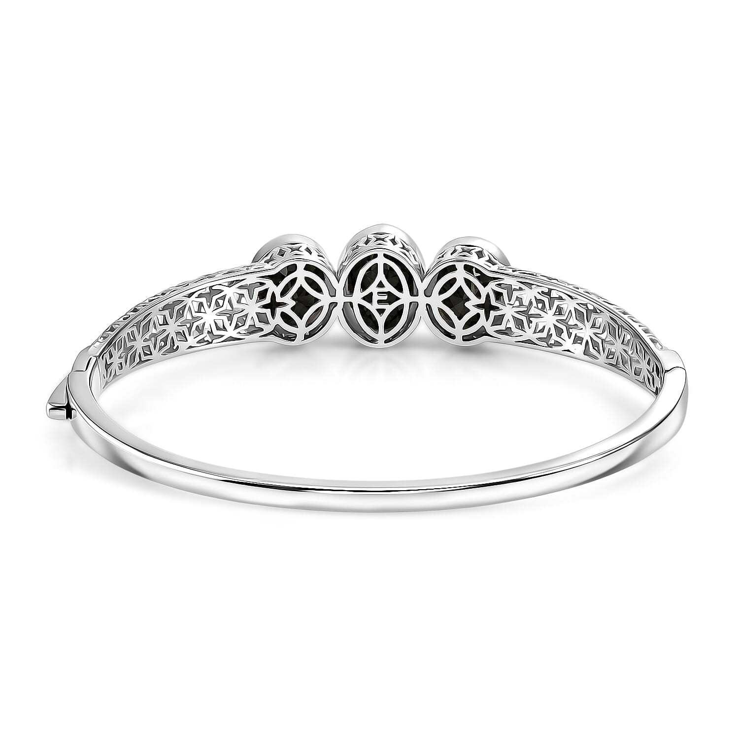 EverTrue Thai Black Spinel 19.00 ctw Midnight Trilogy Bangle Bracelet in Platinum Bond (7.25 In)