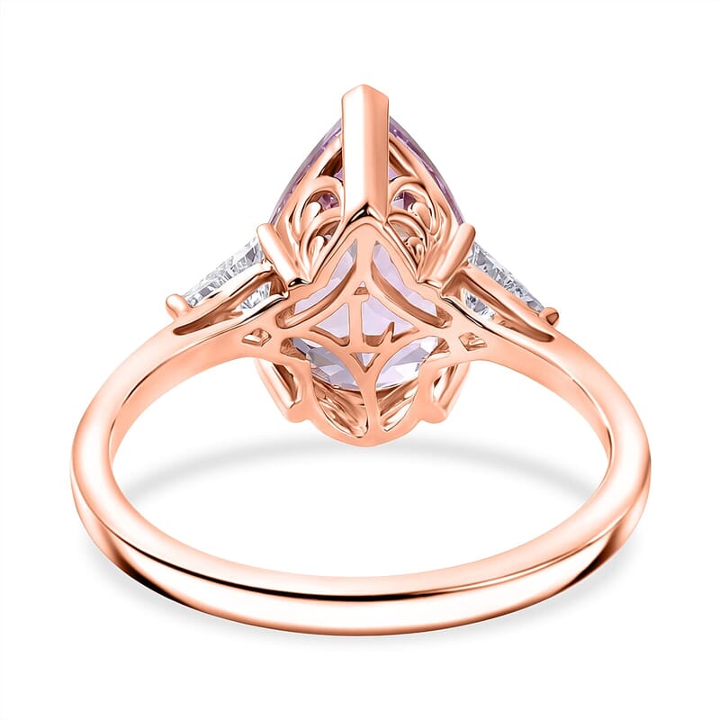 10K Rose Gold Premium Martha Rocha Kunzite, Luxuriant Lab Grown Diamond (VS) Ring (Size 5.0) 5.55 ctw