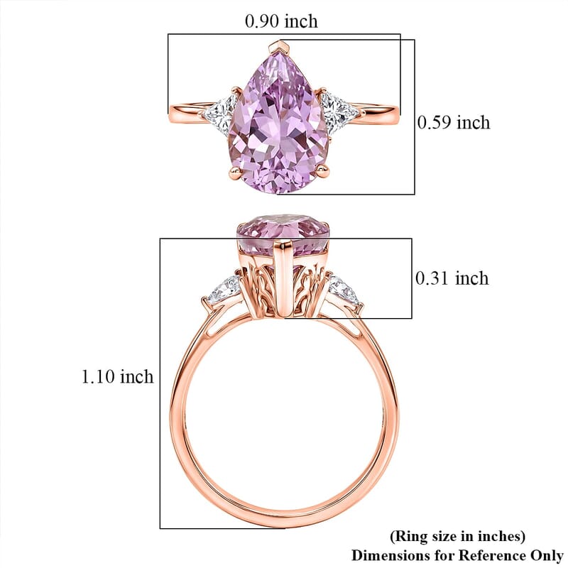 10K Rose Gold Premium Martha Rocha Kunzite, Luxuriant Lab Grown Diamond (VS) Ring (Size 5.0) 5.55 ctw