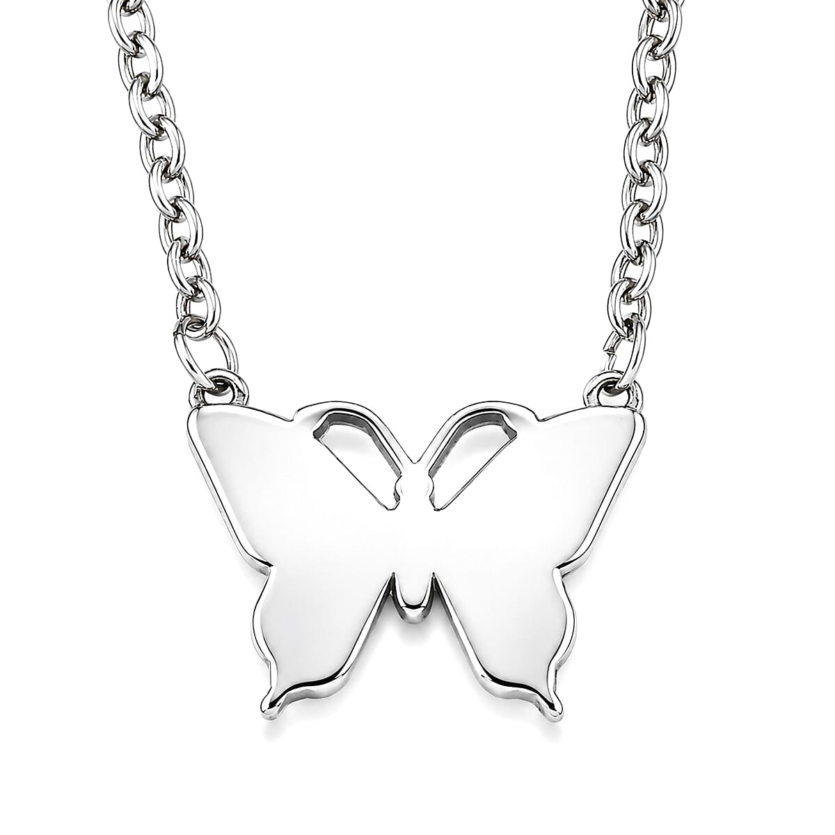 Abalone Shell Butterfly Necklace in Stainless Steel 20 Inches image number 3
