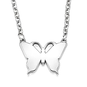 Abalone Shell Butterfly Necklace in Stainless Steel 20 Inches