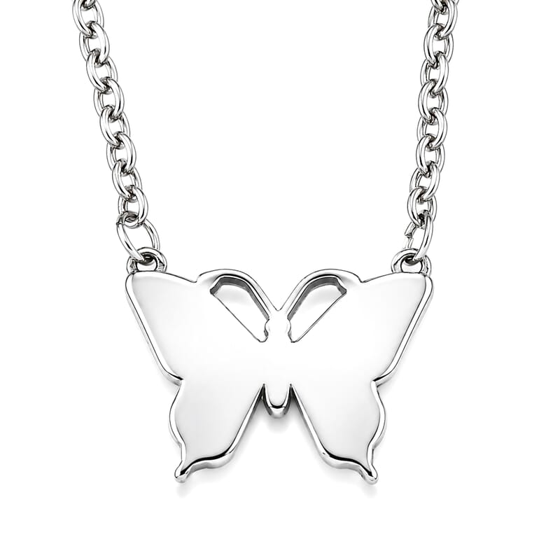 Abalone Shell Butterfly Necklace in Stainless Steel 20 Inches