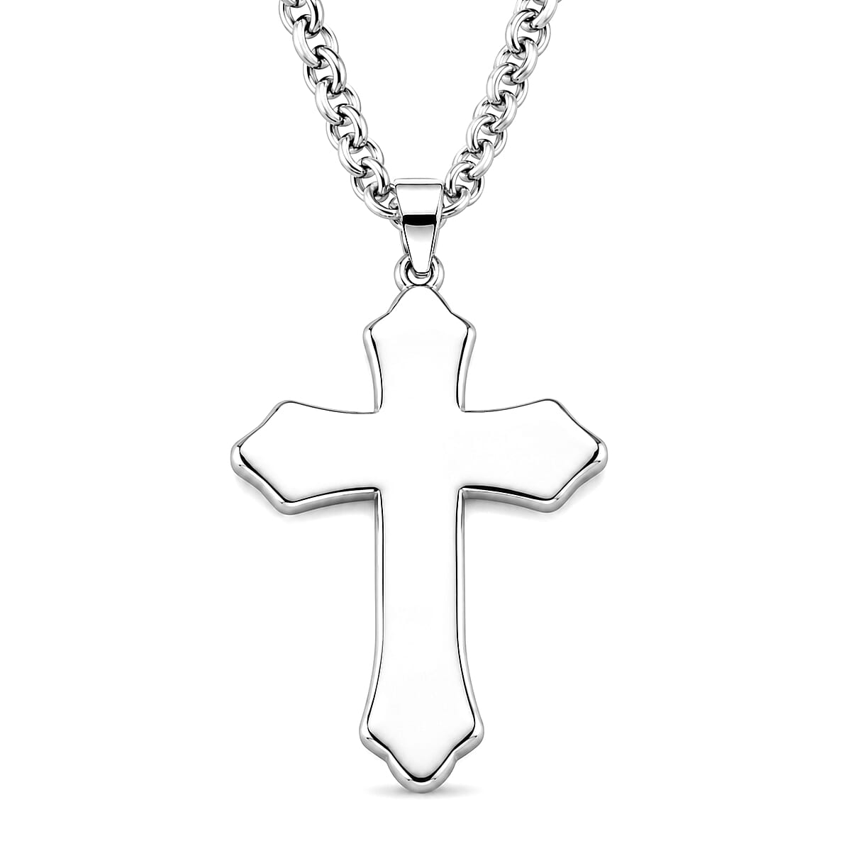 Abalone Shell Cross Necklace in Stainless Steel 20 Inches image number 3