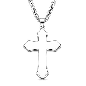 Abalone Shell Cross Necklace in Stainless Steel 20 Inches