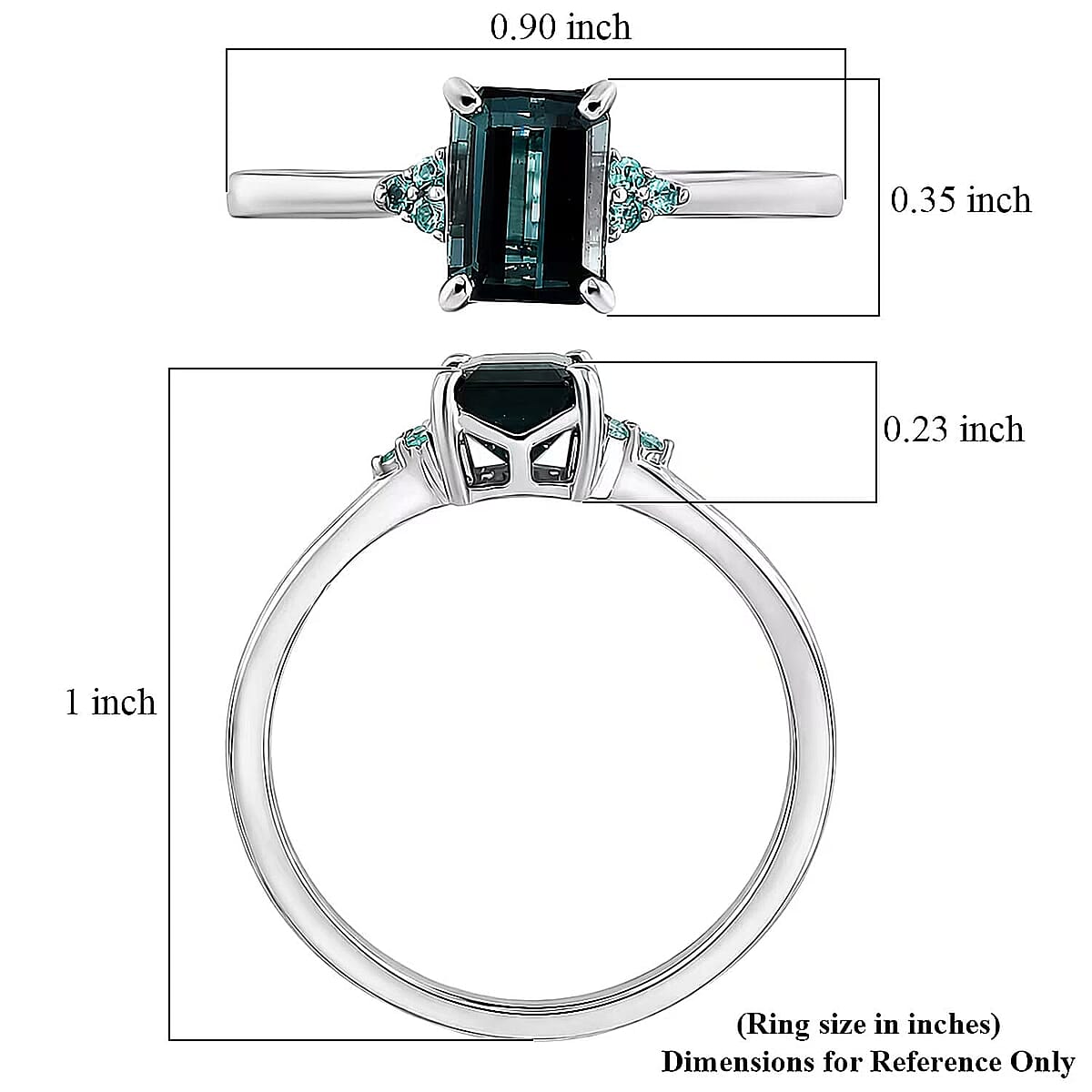 Luxoro AAA Monte Belo Indicolite and Paraiba Tourmaline 1.85 ctw Midnight Ocean Glow Ring in 10K White Gold (Size  10.5) image number 5