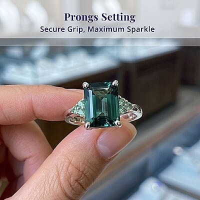 Luxoro AAA Monte Belo Indicolite and Paraiba Tourmaline 1.85 ctw Midnight Ocean Glow Ring in 10K White Gold (Size  6.0)