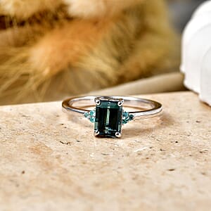 Luxoro AAA Monte Belo Indicolite and Paraiba Tourmaline 1.85 ctw Midnight Ocean Glow Ring in 10K White Gold (Size  7.0)