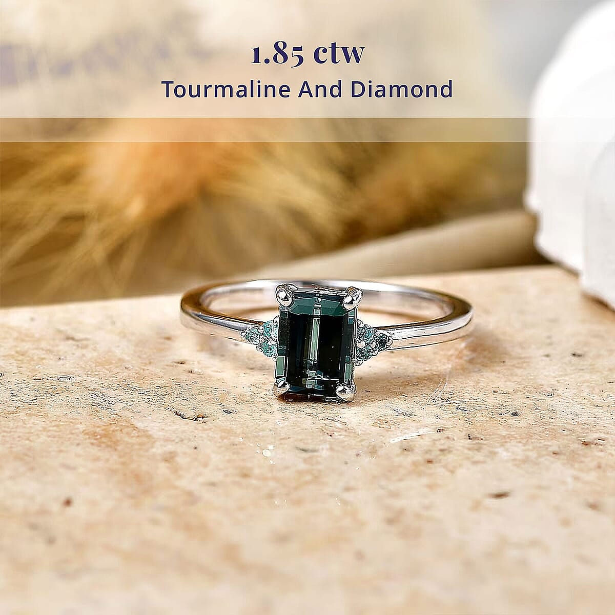 Luxoro AAA Monte Belo Indicolite and Paraiba Tourmaline 1.85 ctw Midnight Ocean Glow Ring in 10K White Gold (Size  8.5) image number 2