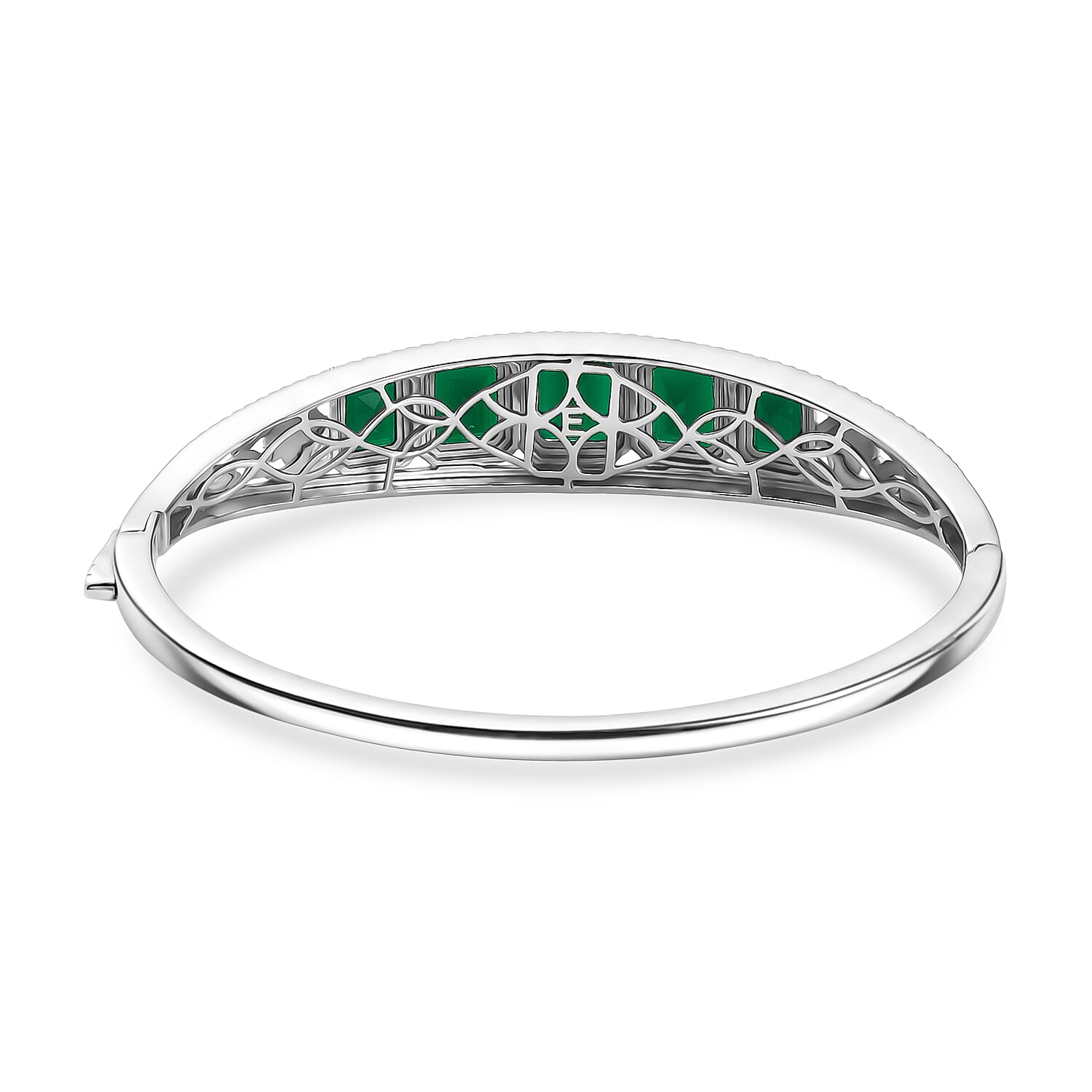 EverTrue Verde Onyx 11.10 ctw Evergreen Elegance Bangle Bracelet In 18K YG Plated and Platinum Bond (6.50 In)
