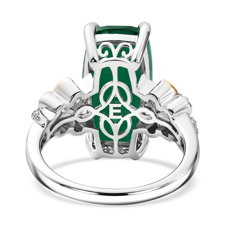 EverTrue Verde Onyx, Multi Gemstone 7.90 ctw Forest Bloom Ring in 18K YG Plated and Platinum Bond (Size 6.0)