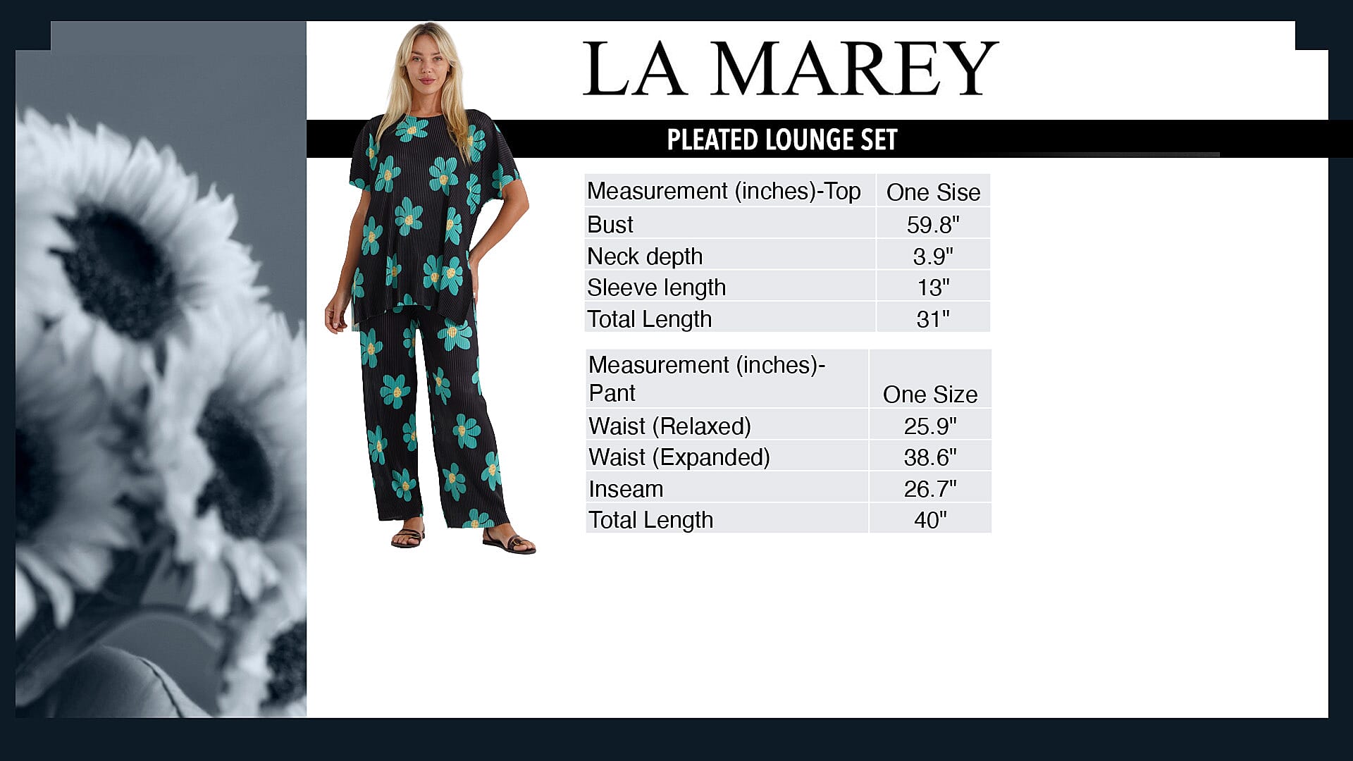 La Marey Yellow 2 Piece Pleated Pant Set-One Size Fits Most