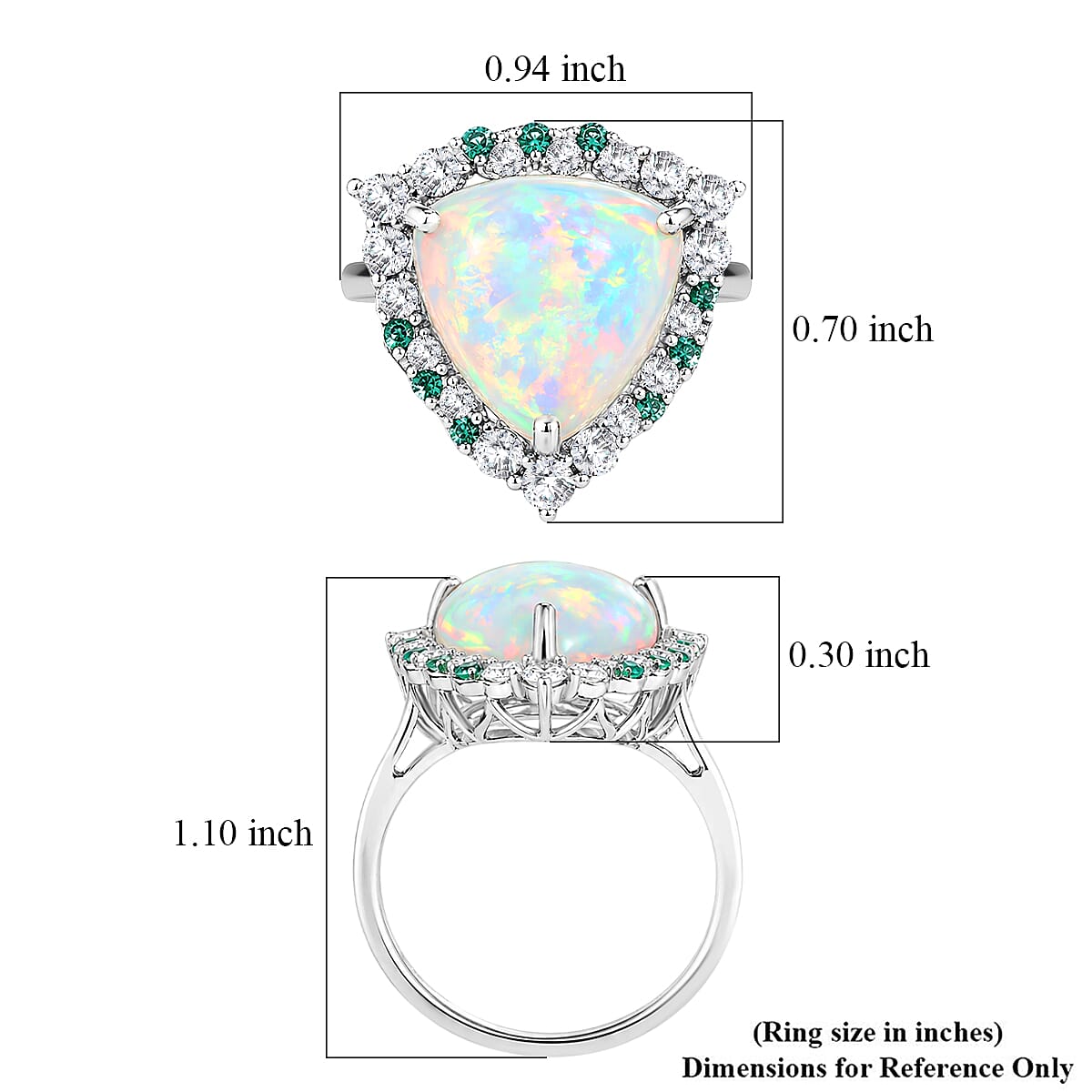 Certified & Appraised D'Joy Premium Ethiopian Welo Opal, Paraiba Tourmaline and Moissanite 4.60 ctw Ring in Rhodium Over Sterling Silver (Size 7.0)