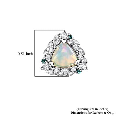 Certified & Appraised D'Joy Premium Ethiopian Welo Opal, Paraiba Tourmaline and Moissanite 2.20 ctw Earrings in Rhodium Over Sterling Silver