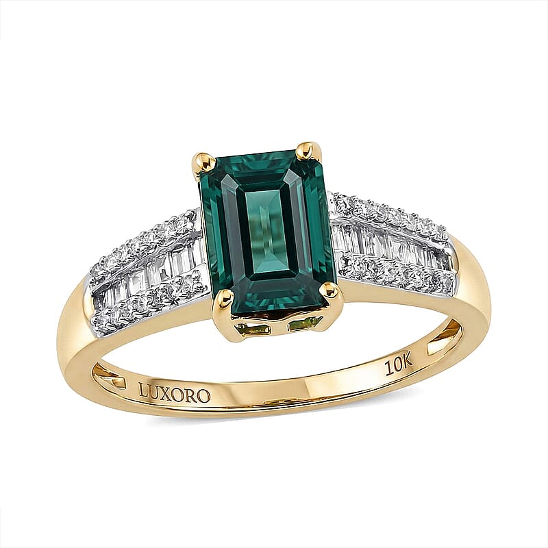Luxoro 10K Yellow Gold AAA Santa Rosa Tourmaline, Diamond (I2) (0.24 cts) Ring (Size 5.0) 2.90 ctw