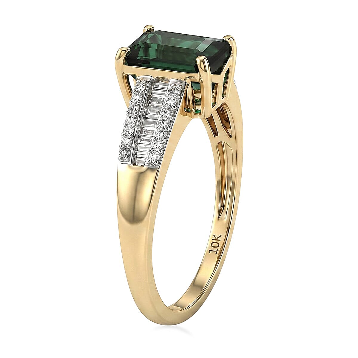 Luxoro 10K Yellow Gold AAA Santa Rosa Tourmaline, Diamond (I2) (0.24 cts) Ring (Size 6.5) 2.90 ctw image number 3