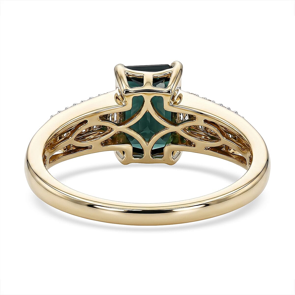 Luxoro 10K Yellow Gold AAA Santa Rosa Tourmaline, Diamond (I2) (0.24 cts) Ring (Size 9.5) 2.90 ctw image number 4