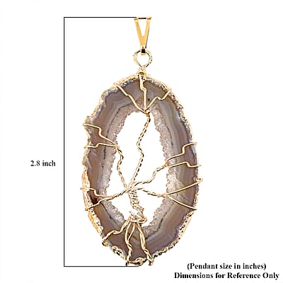 Light Grey Texture Quartz 58.00 ctw Geode Pendant without Chain in Silvertone