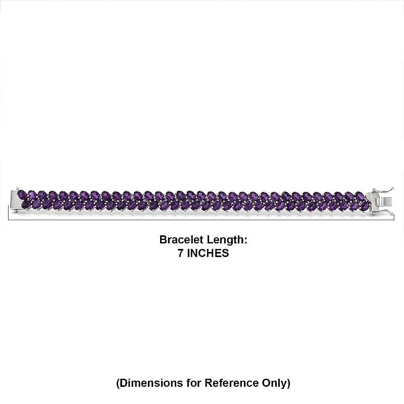 EverTrue African Amethyst 27.00 ctw Chevron Bracelet in Platinum Bond (6.50 In)
