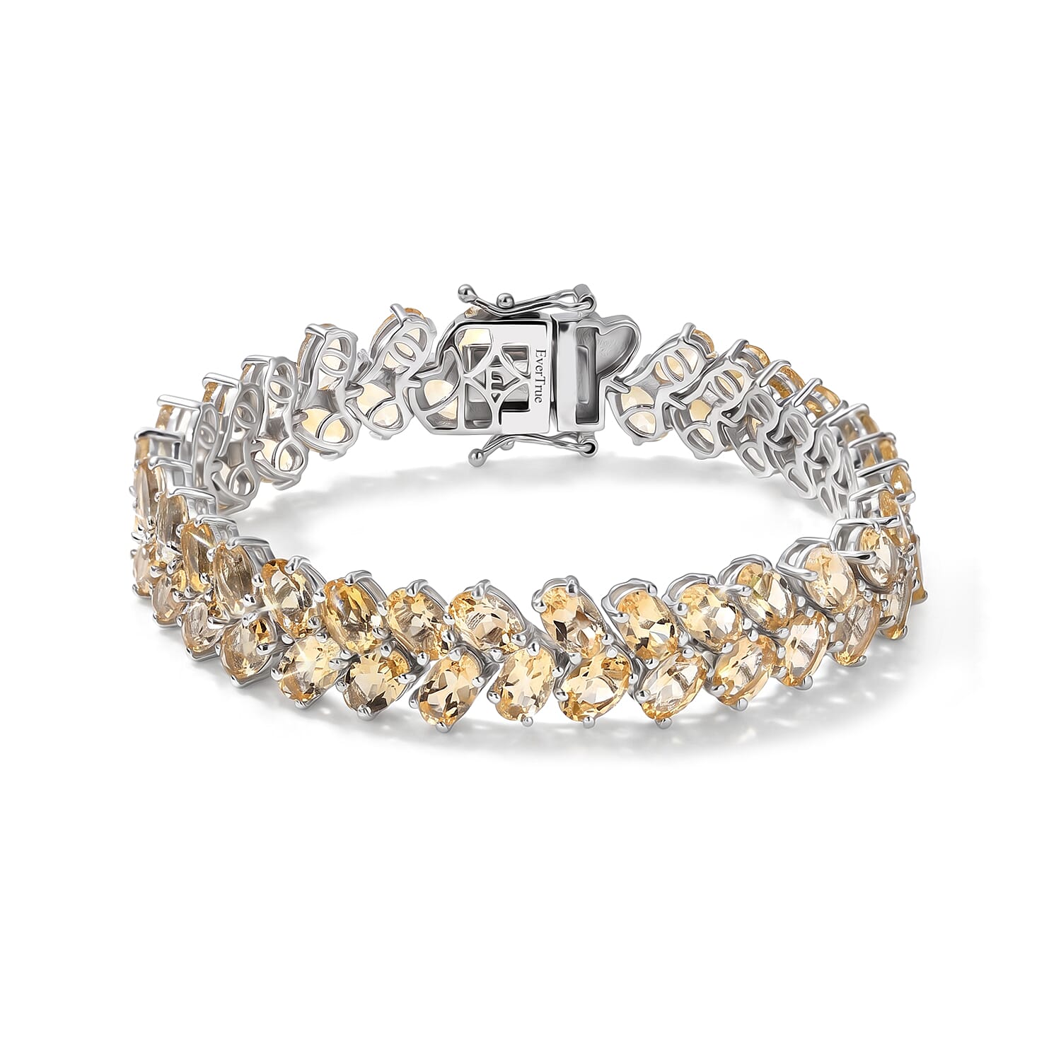 EverTrue African Amethyst Chevron Bracelet in Platinum Bond (6.50 In) 27.00 ctw