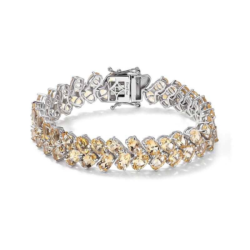 EverTrue Brazilian Citrine 25.60 ctw Chevron Bracelet in Platinum Bond (6.50 In)