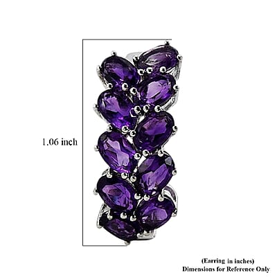 EverTrue African Amethyst 8.15 ctw Chevron Hoop Earrings in Platinum Bond