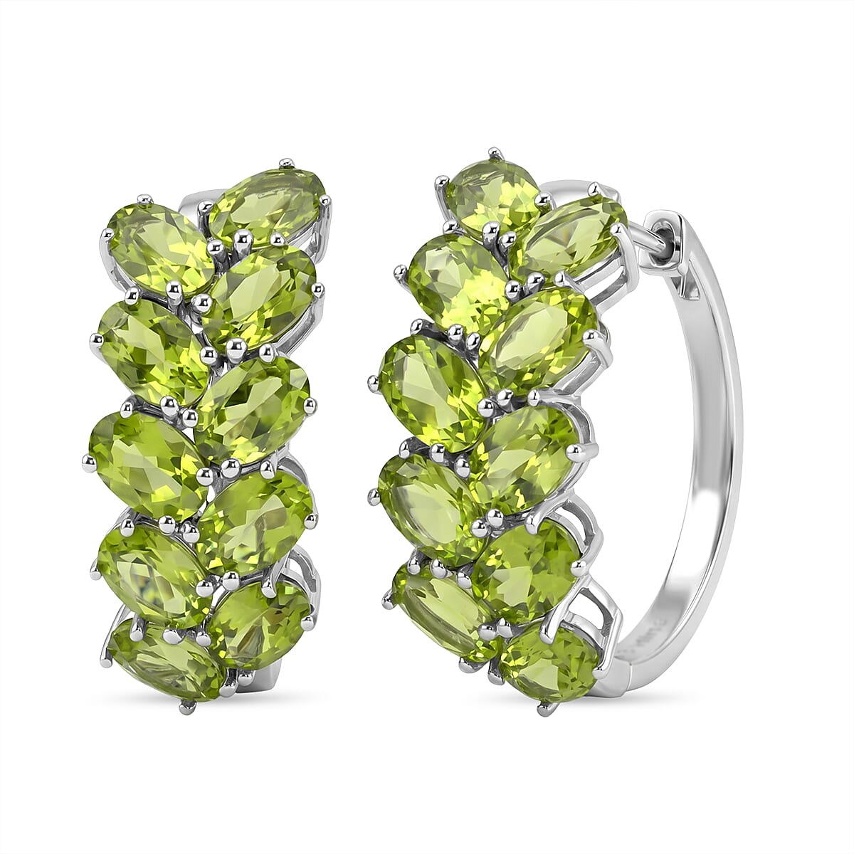 EverTrue Hebei Peridot 9.60 ctw Hoop Earrings in Platinum Bond