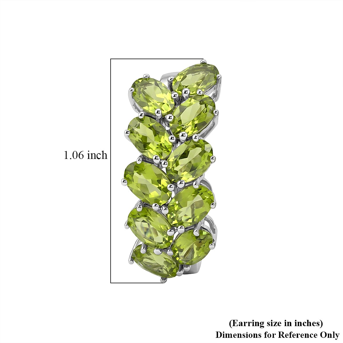 EverTrue Hebei Peridot 9.60 ctw Hoop Earrings in Platinum Bond