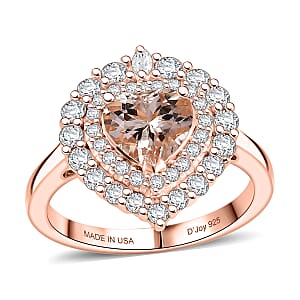 D'Joy Marropino Morganite and Moissanite 1.90 ctw Ring in 18K Vermeil Rose Gold Over Sterling Silver (Size 10.0)