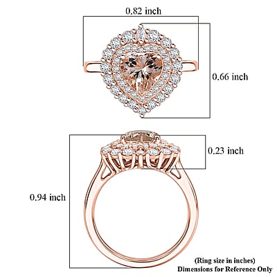 D'Joy Marropino Morganite and Moissanite 1.90 ctw Ring in 18K Vermeil Rose Gold Over Sterling Silver (Size 6.0)