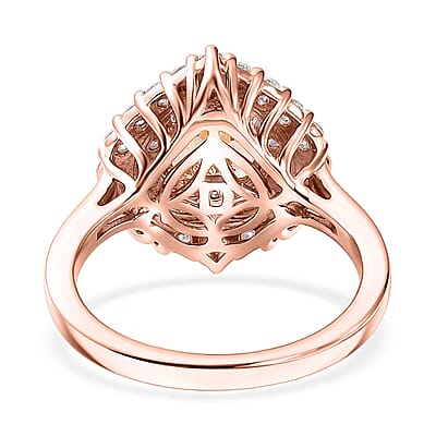 D'Joy Marropino Morganite and Moissanite 1.90 ctw Ring in 18K Vermeil Rose Gold Over Sterling Silver (Size 6.0)