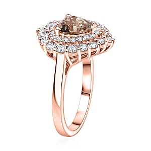 D'Joy Marropino Morganite and Moissanite 1.90 ctw Ring in 18K Vermeil Rose Gold Over Sterling Silver (Size 7.0)