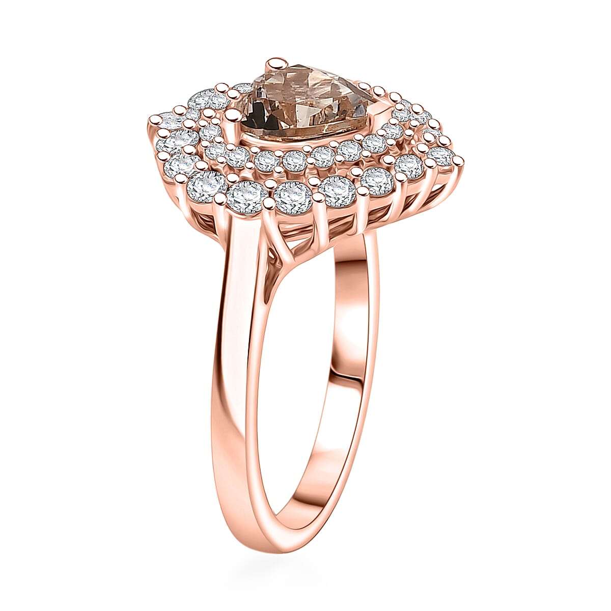 D'Joy Marropino Morganite and Moissanite 1.90 ctw Ring in 18K Vermeil Rose Gold Over Sterling Silver (Size 9.0) image number 3