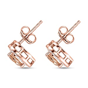 D'Joy Marropino Morganite and Moissanite 1.80 ctw Earrings in 18K Vermeil Rose Gold Over Sterling Silver