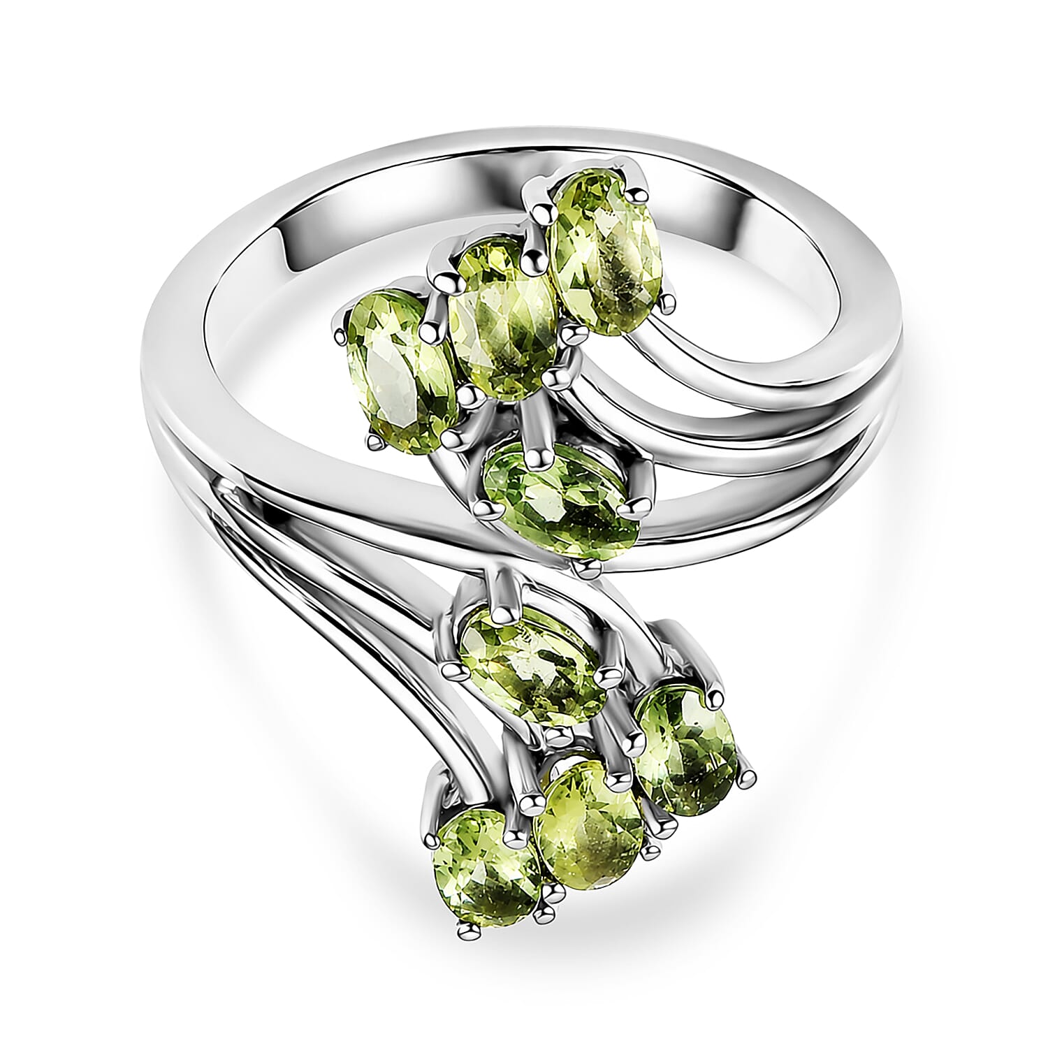 EverTrue Tanzanian Natural Green Apatite 2.00 ctw Ring in Stainless Steel (Size 7.0)