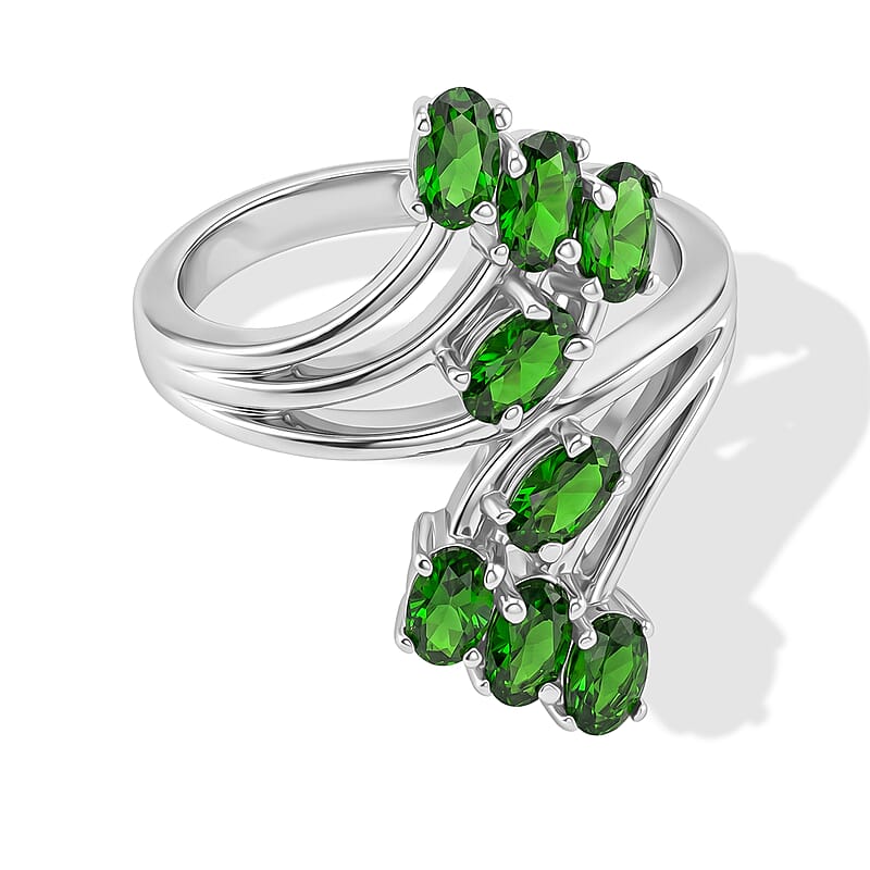 EverTrue Chrome Diopside 1.60 ctw Ring in Stainless Steel (Size 10.0)
