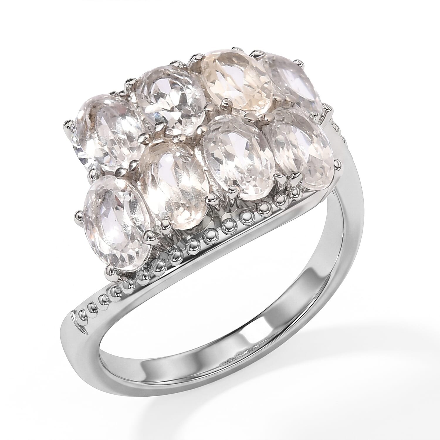 EverTrue Lab Created White Sapphire 4.75 ctw Ring in Stainless Steel (Size 6.0)