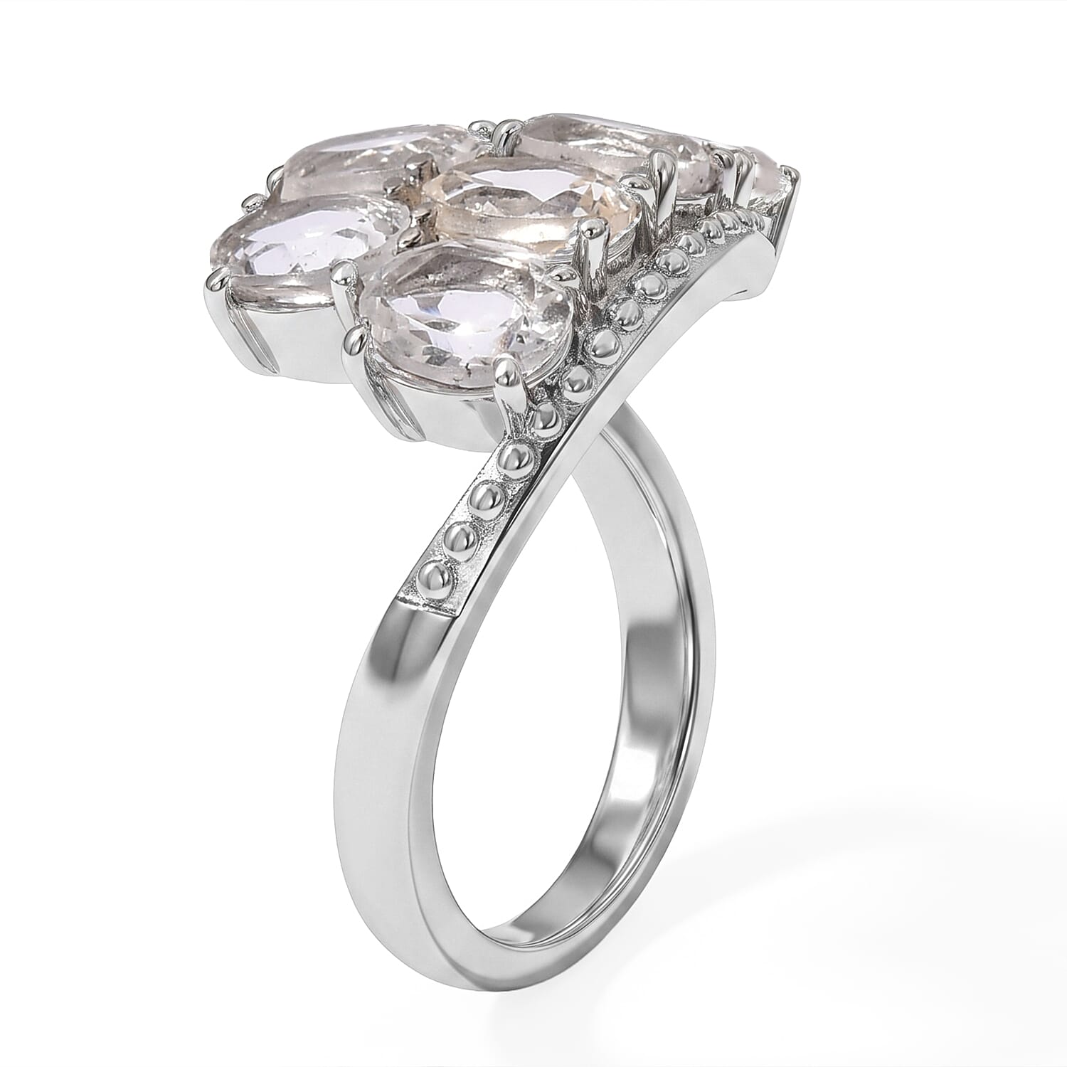 EverTrue Lab Created White Sapphire 4.75 ctw Ring in Stainless Steel (Size 6.0)