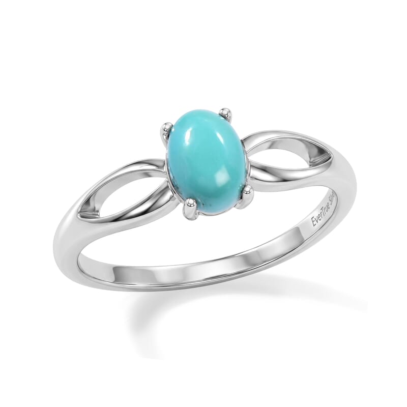EverTrue Mexican Turquoise 0.80 ctw Solitaire Ring in Stainless Steel (Size 6.0)