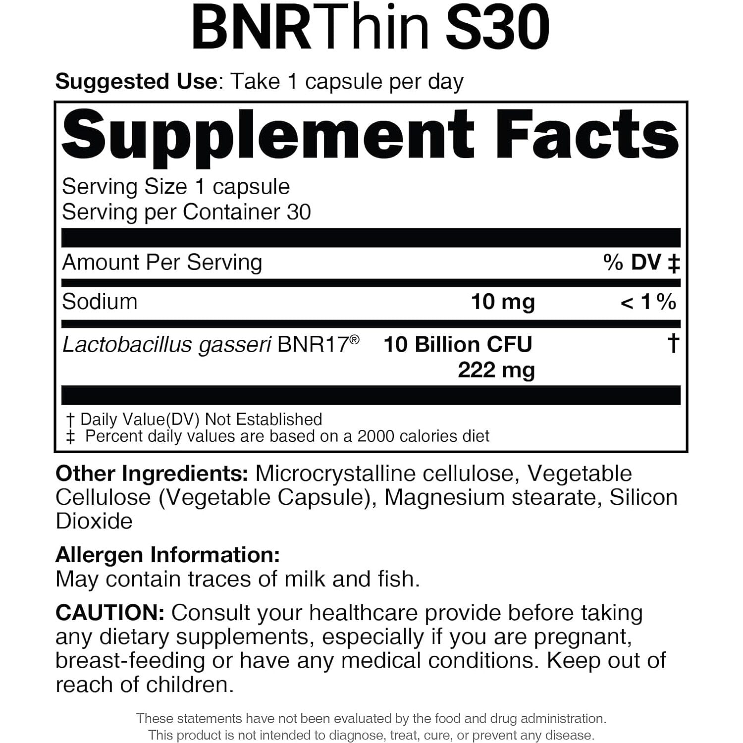BNR17 Diet Probiotic BNR Thins Dietary Supplement (30 Capsules)