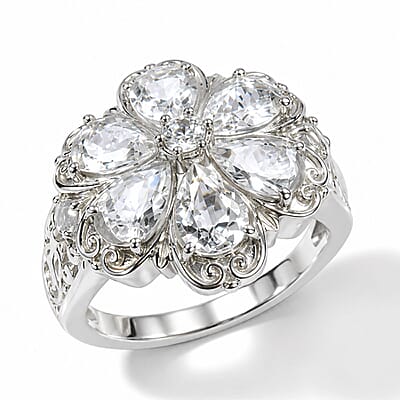 EverTrue Petalite 3.30 ctw Cluster Ring in Stainless Steel (Size 6.0)