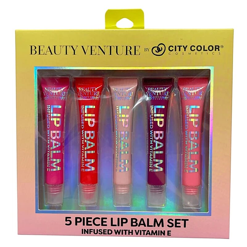 Closeout Beauty Venture 5 Piece Lip Balm Set Infused with Vitamin E in Natural Tones