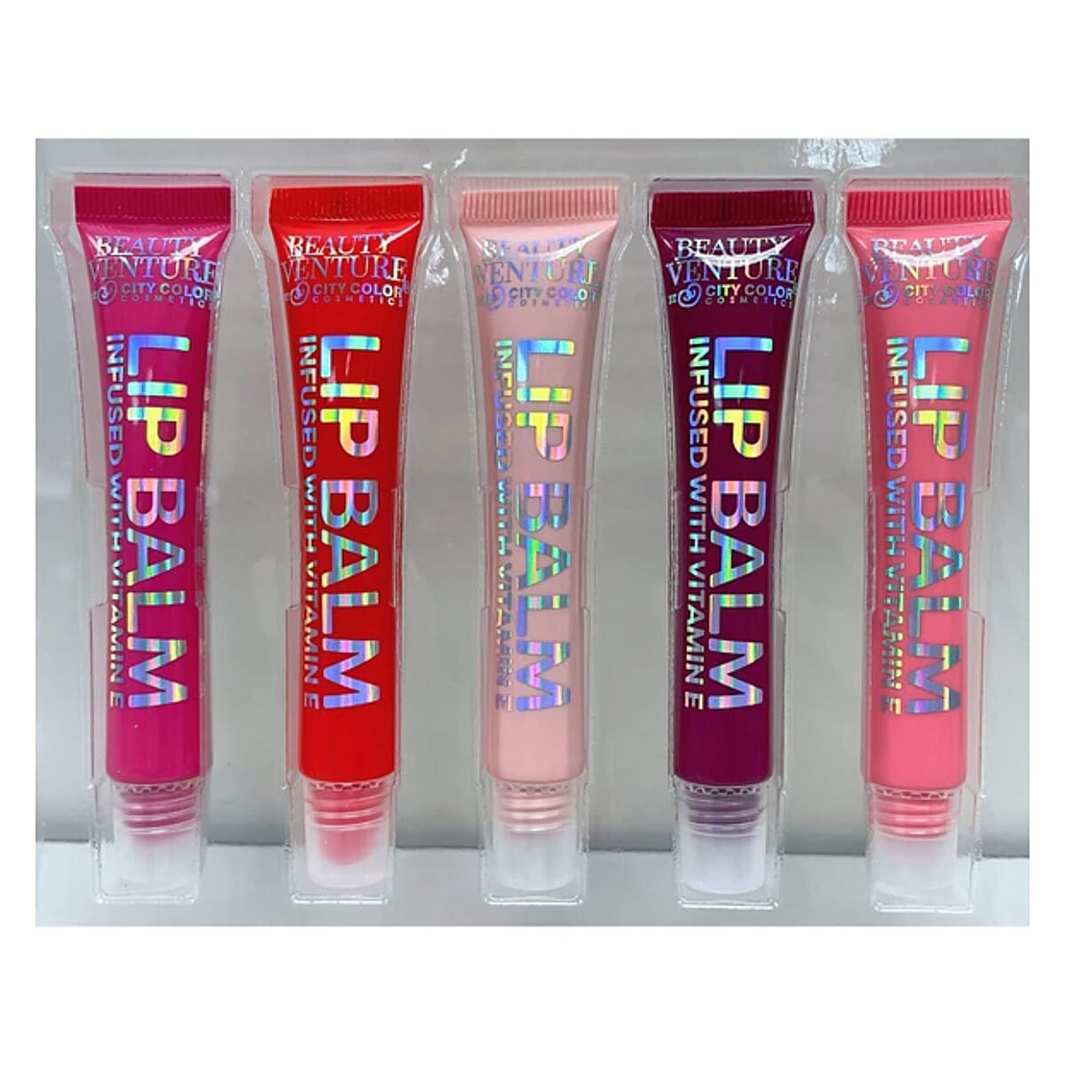 Closeout Beauty Venture 5 Piece Lip Balm Set Infused with Vitamin E in Natural Tones image number 1