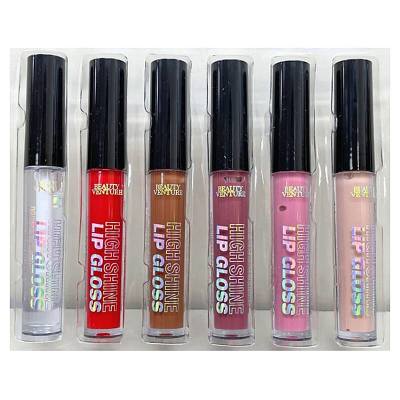 Closeout Beauty Venture 6 Piece High Shine Lip Gloss Set in Natural Tones